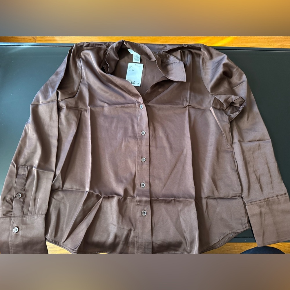 H&M Chocolate Satin Shirt